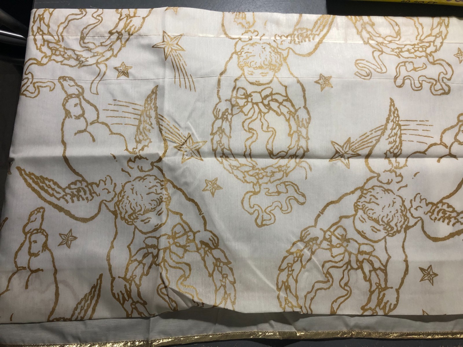 Blair Corp Cherubs II Gold Valance Window Treatment 70/30 Poly Cotton NOS USA