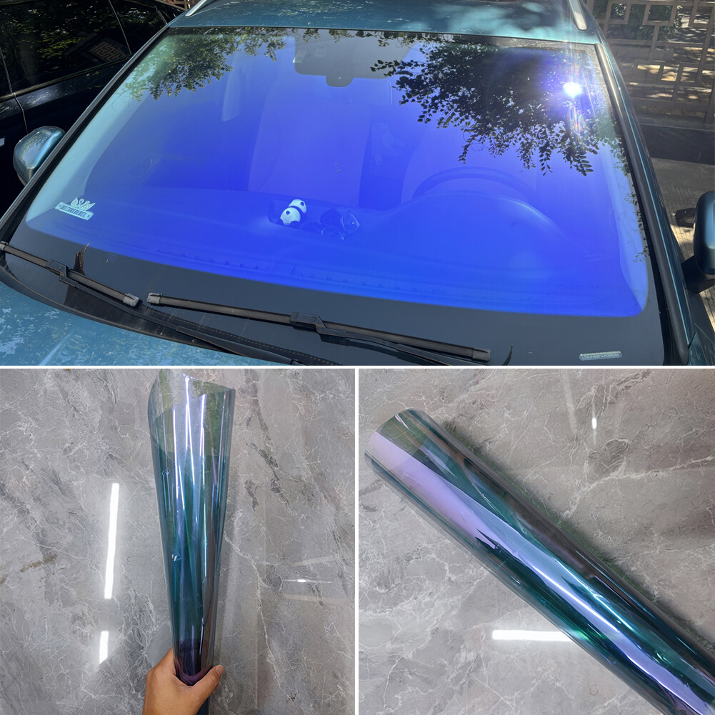 US 74%VLT 1*3M Car Window Tinting Chameleon Purple to Blue Sunshade Film Sticker