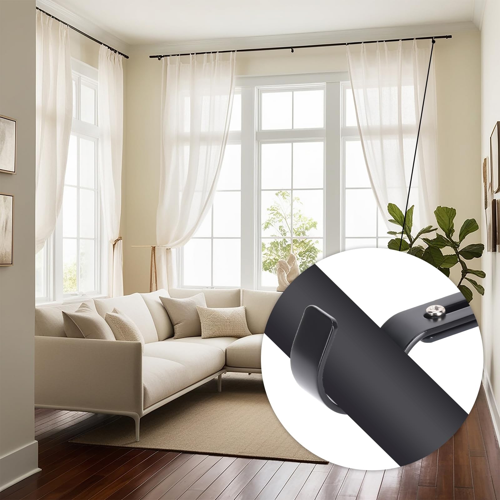 2 Pcs Adjustable Curtain Rod Brackets Wall Mounted Hooks for 1 Inch Rod