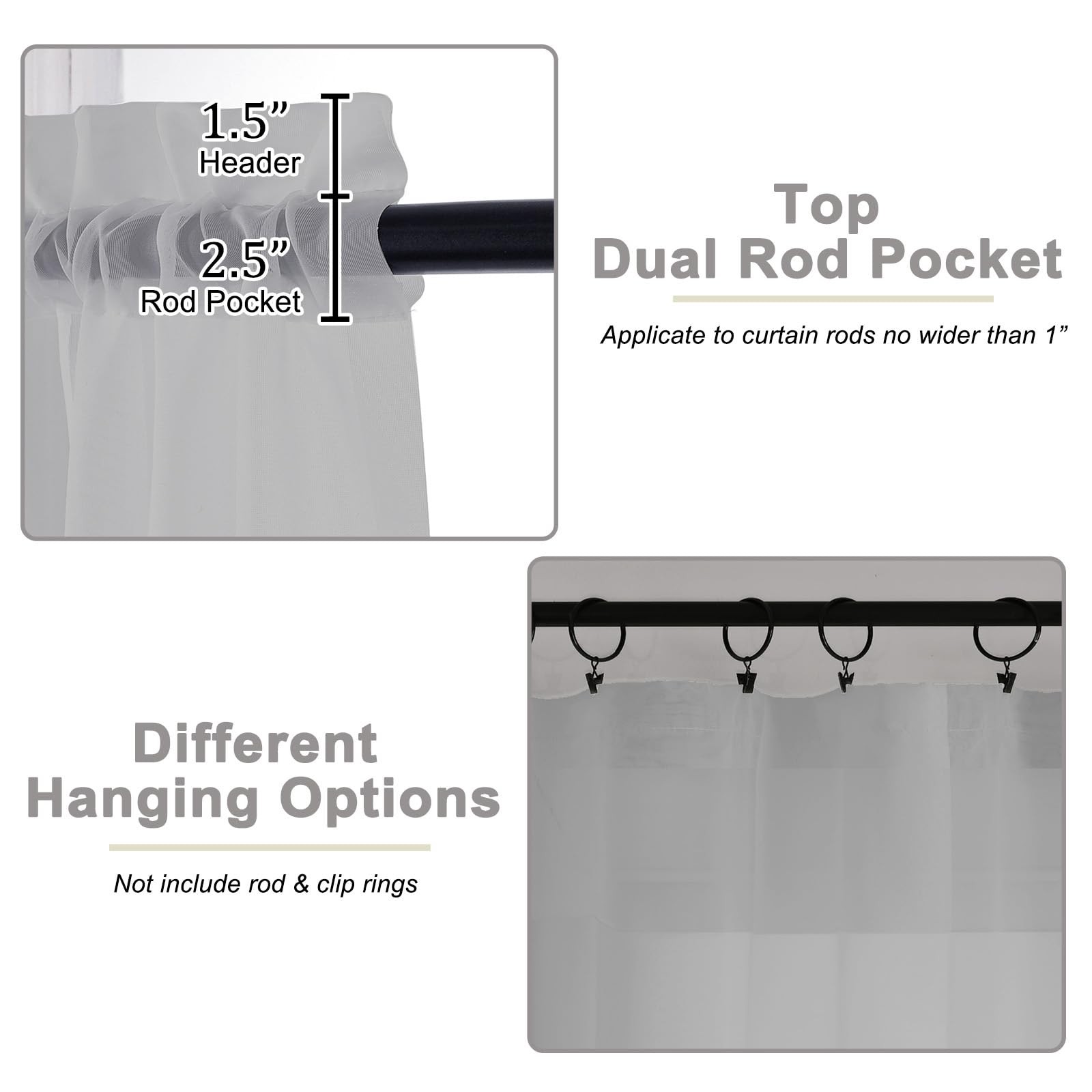 Light Grey Sheer Curtains 84 Inches Long 2 Panels, Soft Light Filtering Curta…