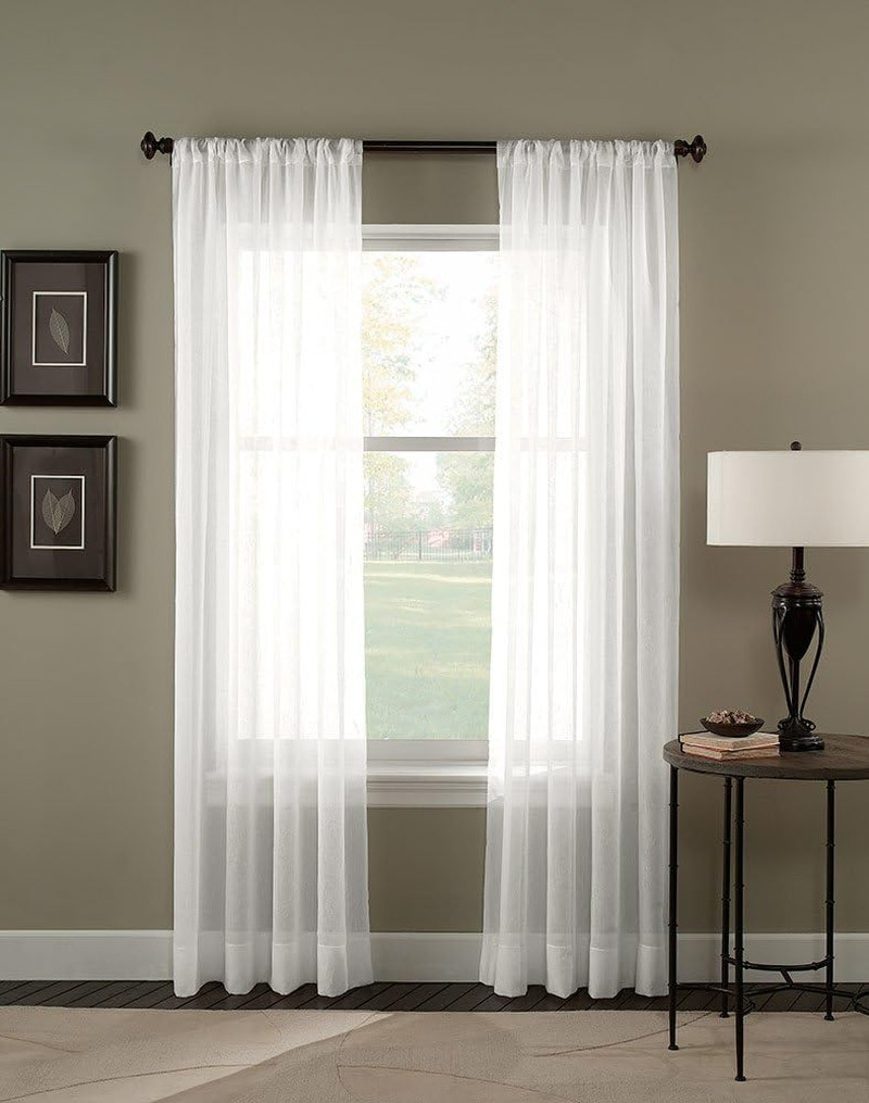Trinity Crinkle Voile Sheer Curtain Panel, 51 by 108″, Winter