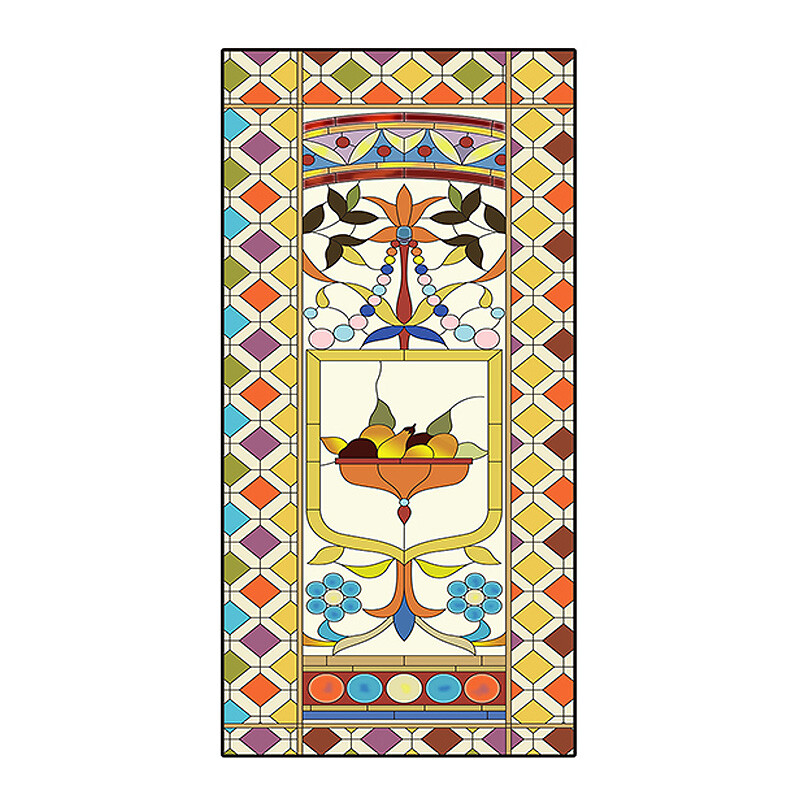 Retro Luxury Privacy Static Stained Window Film Church Balcony Window Decoration