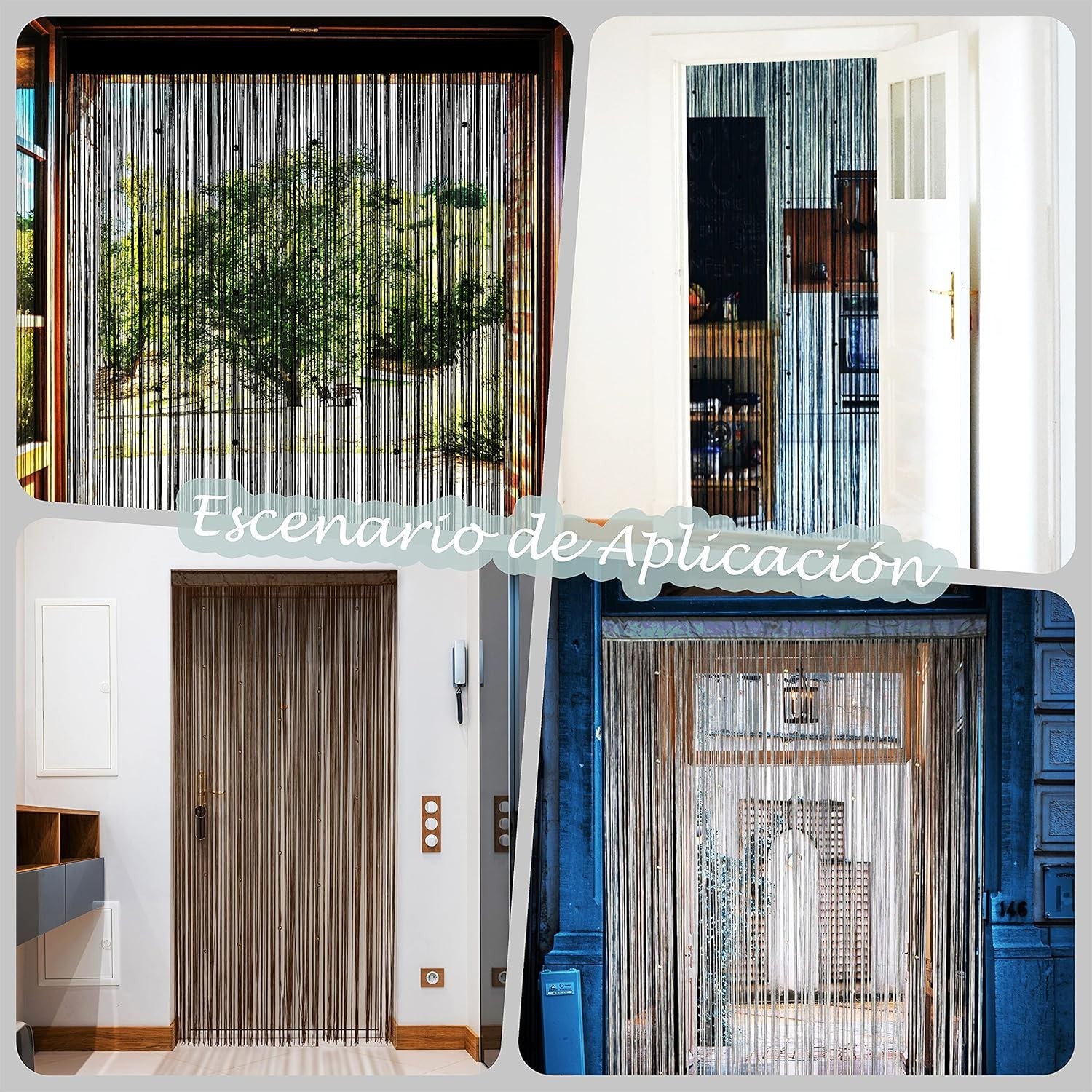 Beaded String Curtain Grey Boho Room Divider Doorway Window Privacy Panel 39×110