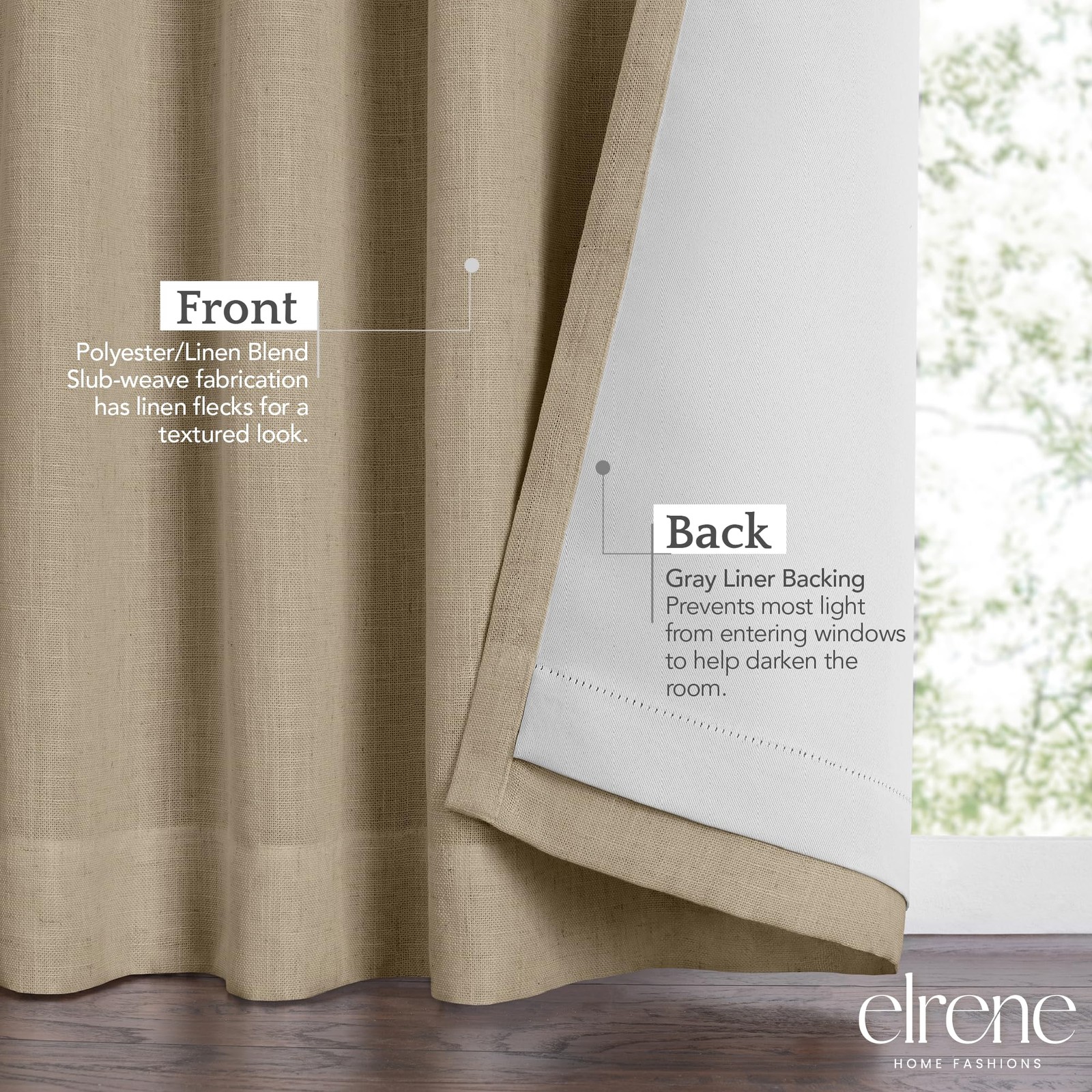 Elrene Home Fashions Harrow Solid Texture Blackout Single Window Curtain Panel