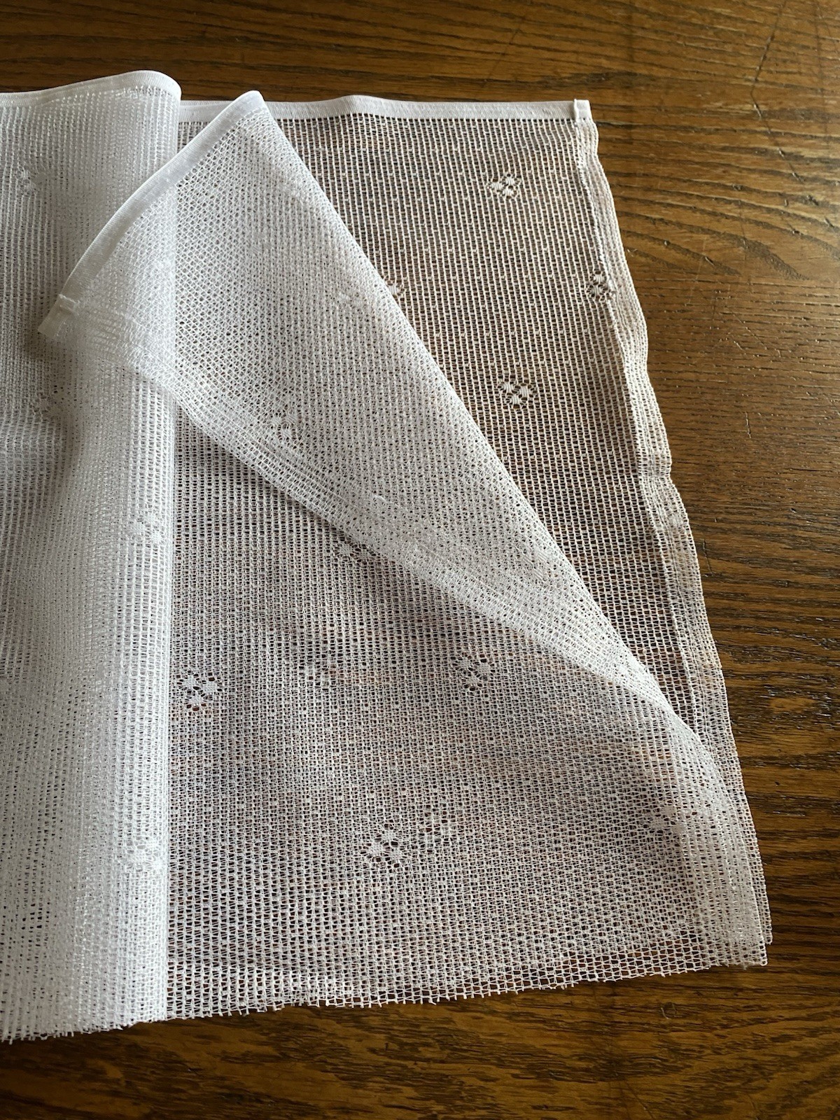 NOS German White Sheer Mesh Delicate ￼ Dot Cafe Lace Curtain Fabric 2 Yds+