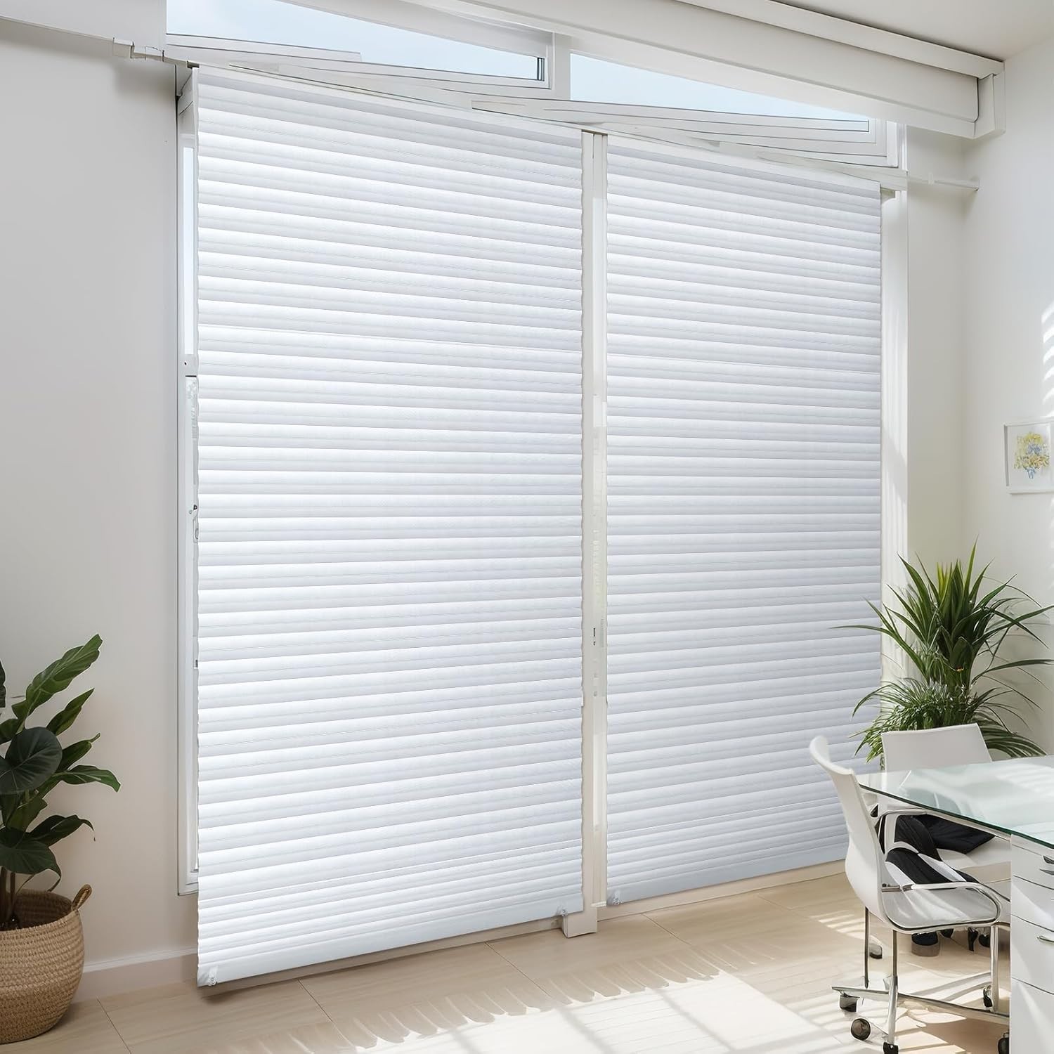 2 Pcs 23 x 110 Inches Temporary Blinds No Tools Cut to Size Fabric Paper Shad…