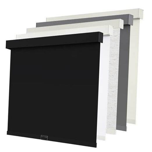 Cordlessout Roller Shades Blinds for Windows Free-Stop,Pull 20″W x 72″H Black