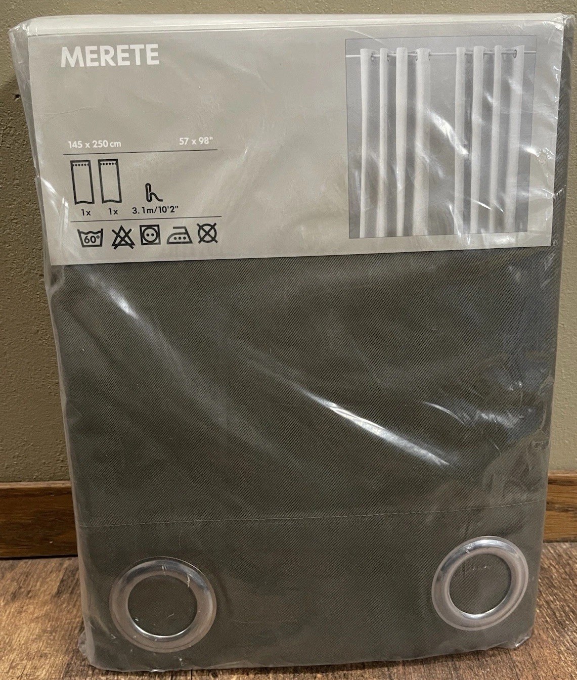 NEW Ikea Merete Curtains 2 Panels 57×98 Light Brown W/ Metal Grommets 601.119.86