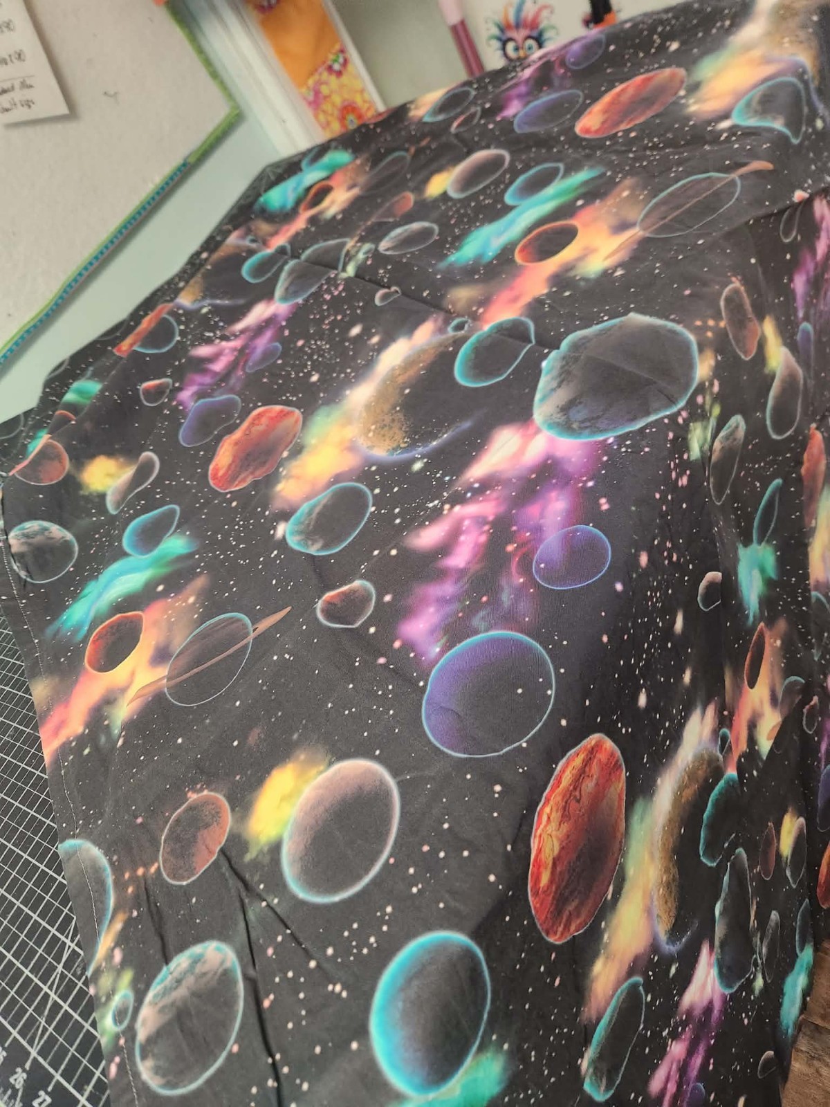 Curtains/fabric panels lrg yardage Galaxy sky stars moon planets 100% cotton