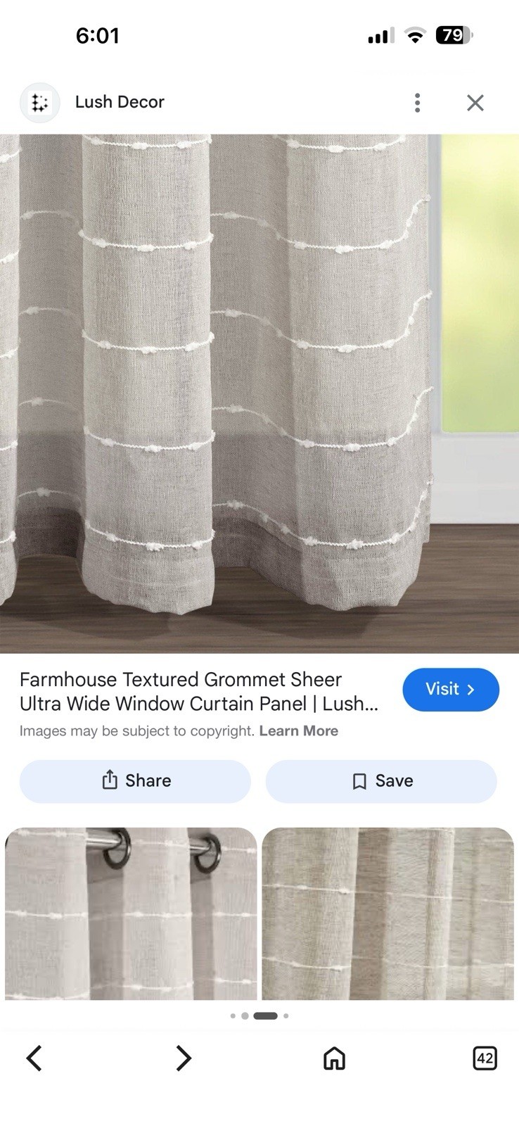 Lush Decor Farmhouse Textured Grommet Sheer Window Size : 38 X 84 Set Of 2