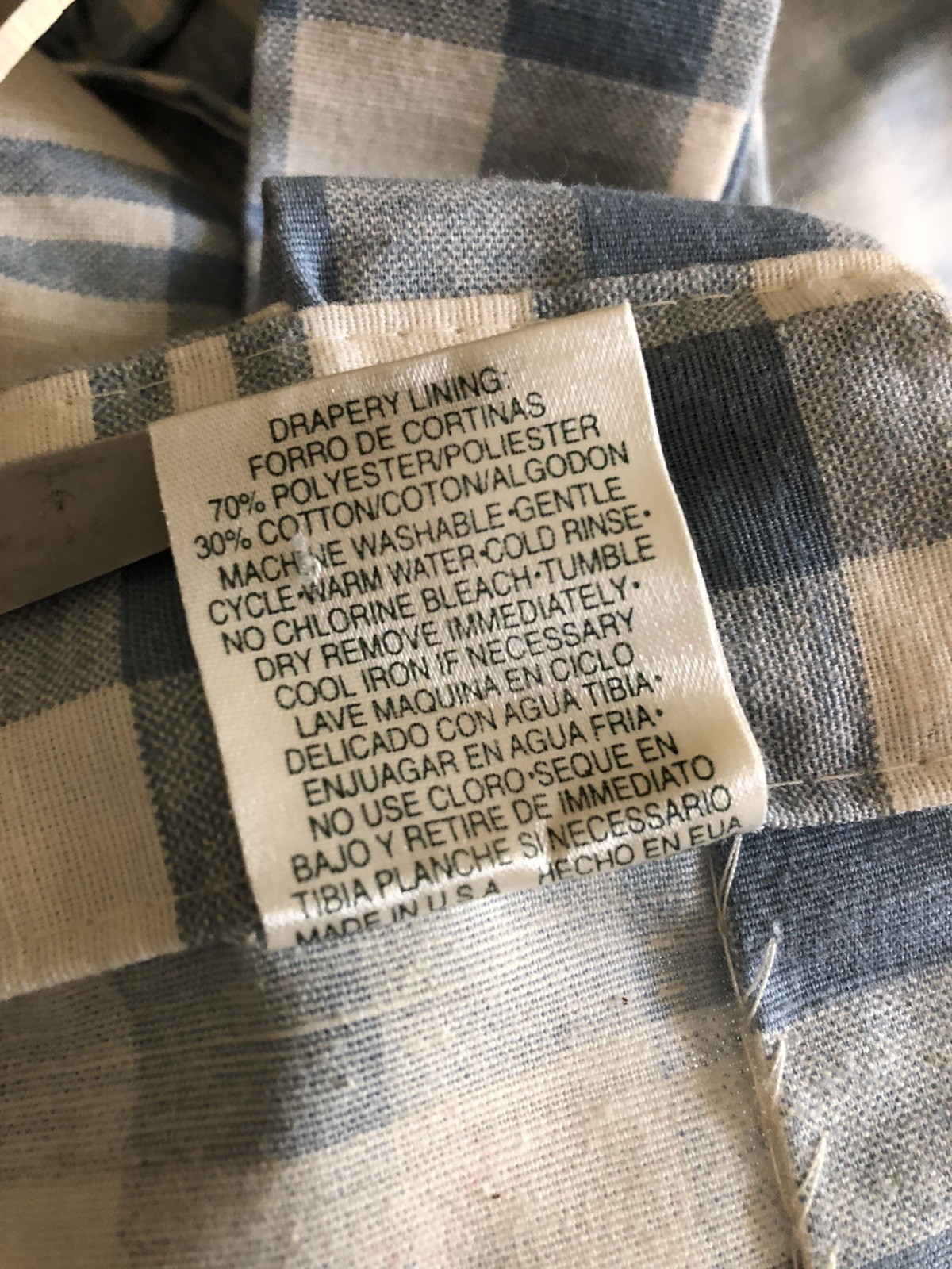 Cottagecore Set Of Curtains Blue White Plaid Ruffled Tab Top Each 80”L x 46”W