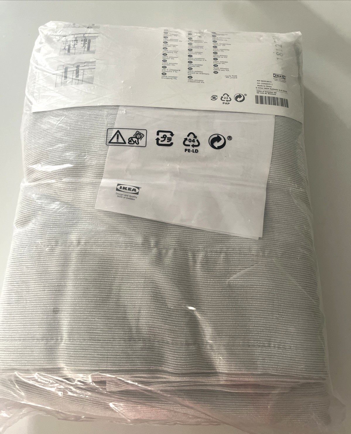 IKEA VILBORG Gray Room Darkening Curtains Pair Fine Stripe Size 57×98 in NEW