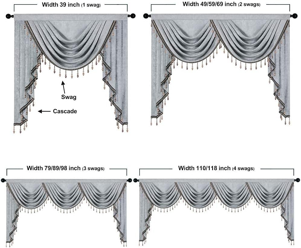 ELKCA Thick Double-Sided Chenille Window Curtains Single Swag Valance for Living