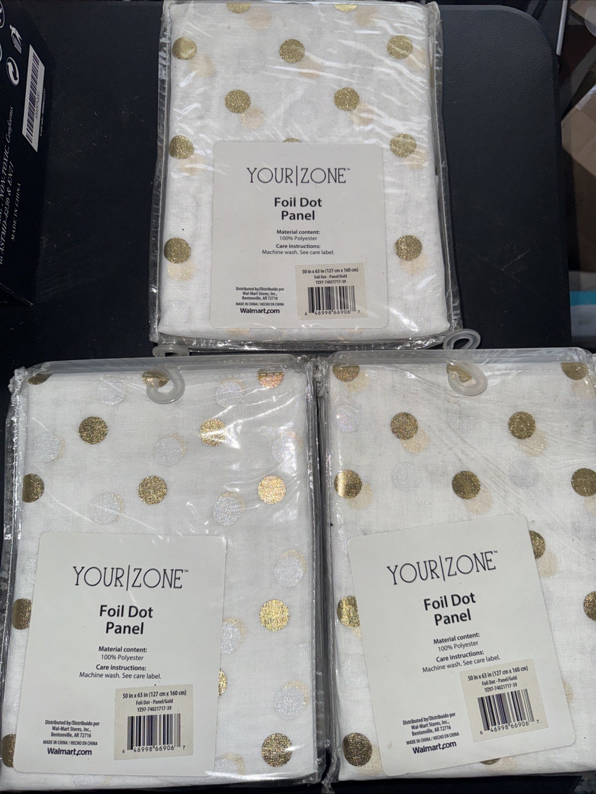 Sheer Gold Foil Dot Curtain Panels