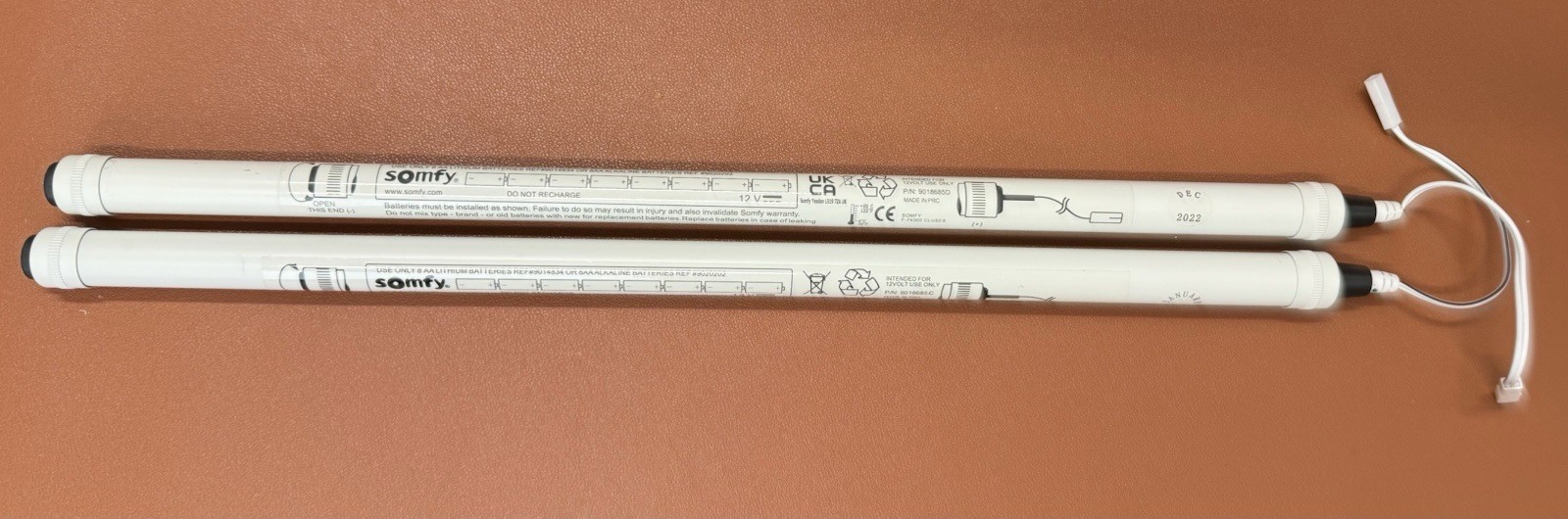 Set/2 Somfy AA Battery Refillable 12V Wand P/N # 9018685D See Desc
