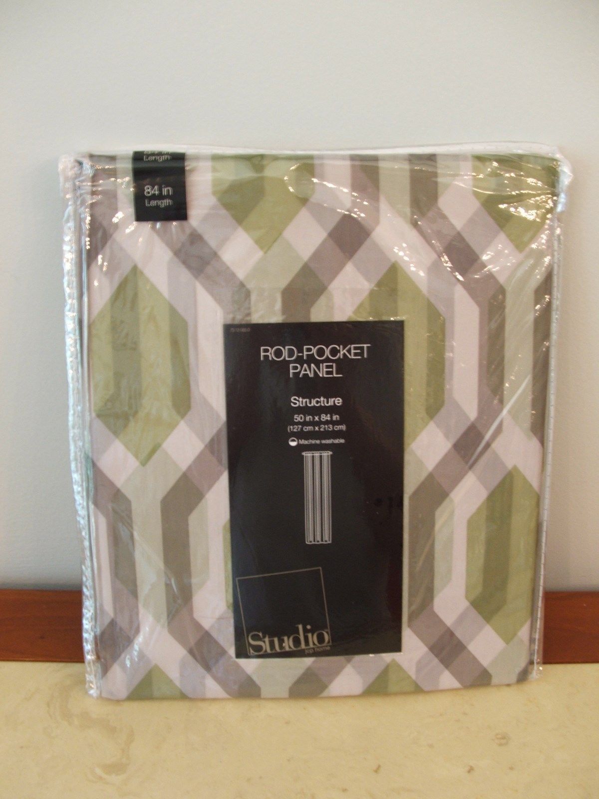 NIP 1 PAIR Studio Rod Pocket 2 Panels Structure GRAY/GREEN 50 x 84 Multi Sheer