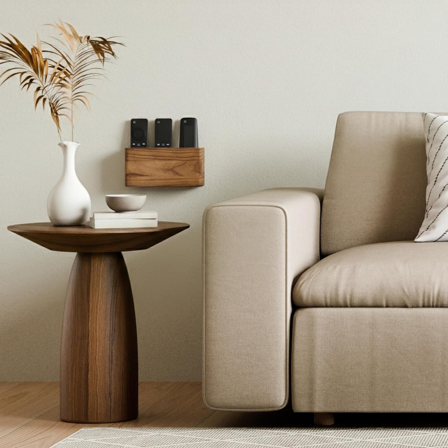 KIBAGA Premium Wooden Remote Control Holder – Easy Install Adhesi