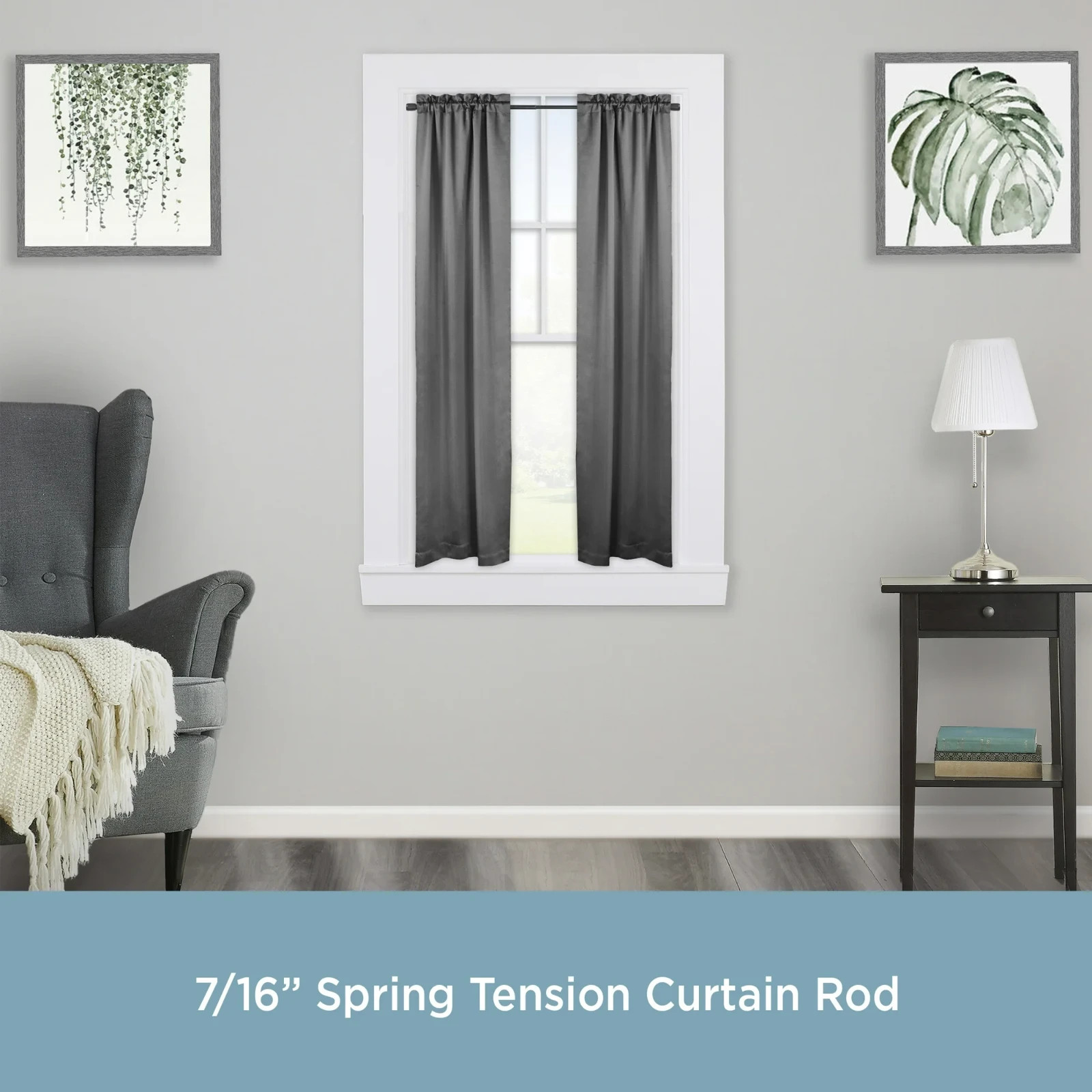 Kenney Strafford 28 In. To 48 In. 7/16 In. Spring Tension Rod, Black – 4 Pack
