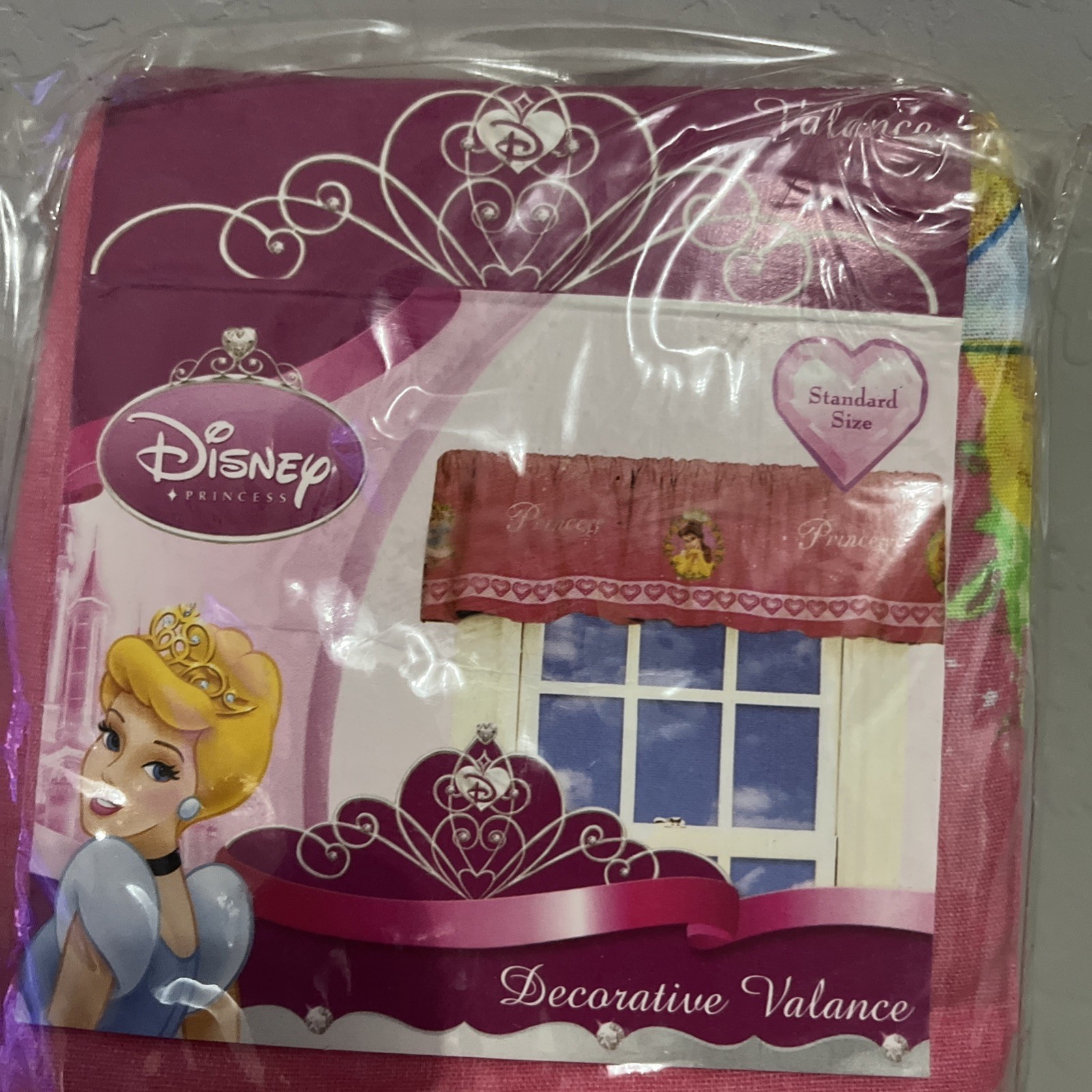 Disney Princess Cotton Blend VALANCE 5 PRINCESSES Repeat Pink Background Sealed