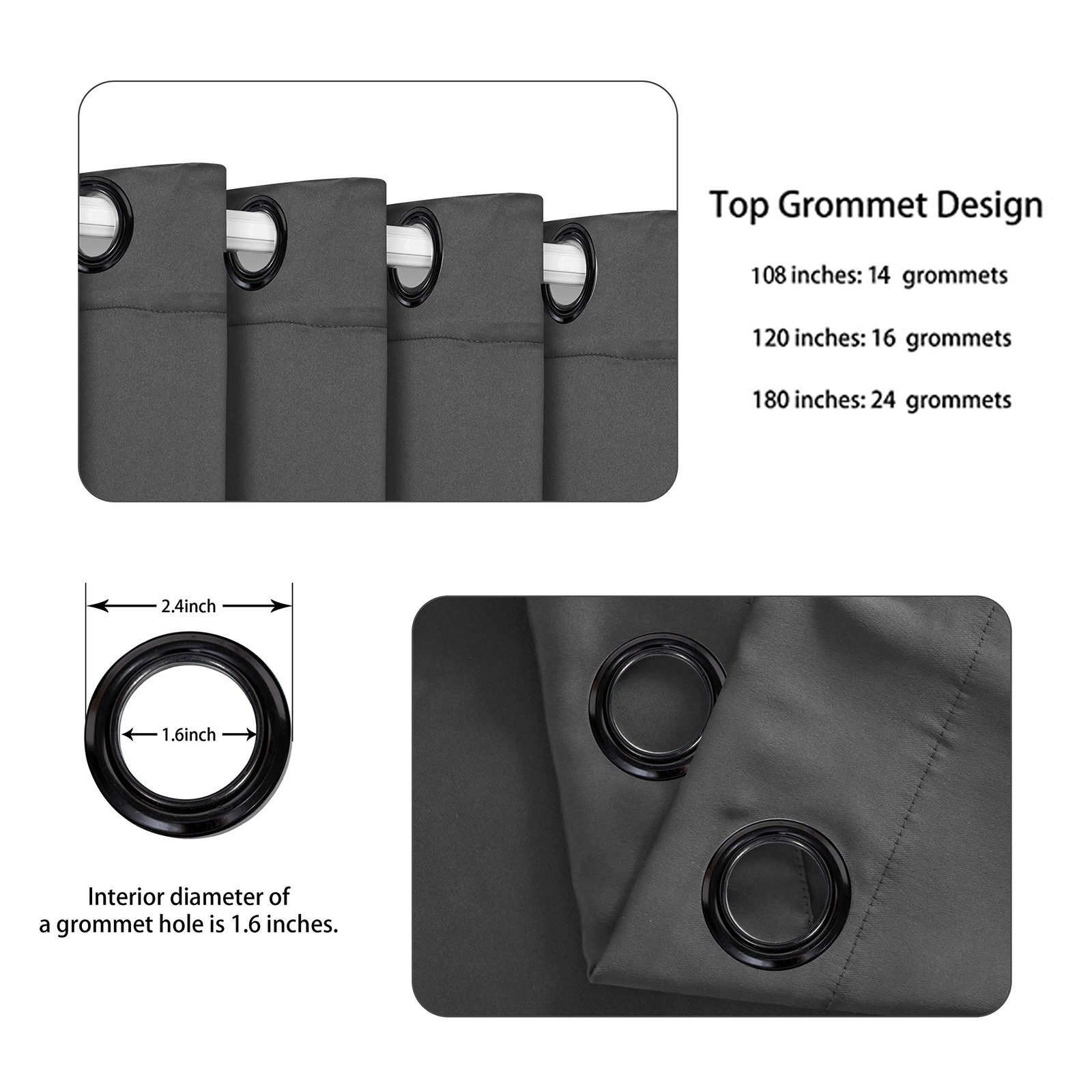 BONZER Room Divider Curtain Total Privacy 108″W x 84″L (Pack of 1), Dark Grey