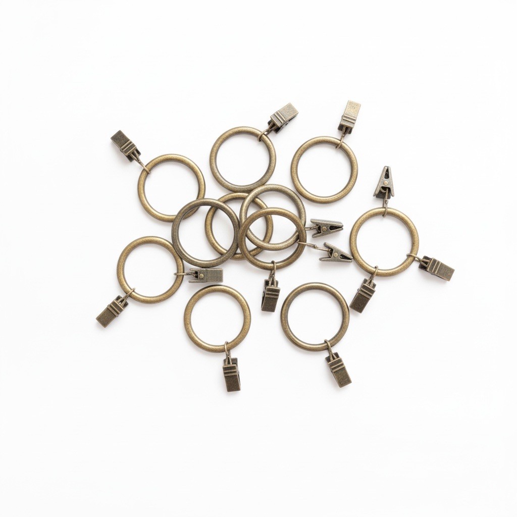 Pottery Barn Curtain Rings w Clips Antique Bronze 1.5in Set of 10 NWOB
