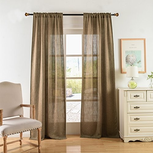 Soft Burlap Natural Rod Pocket Window Curtain 52″W x 108″L (Pack of 1) Tan