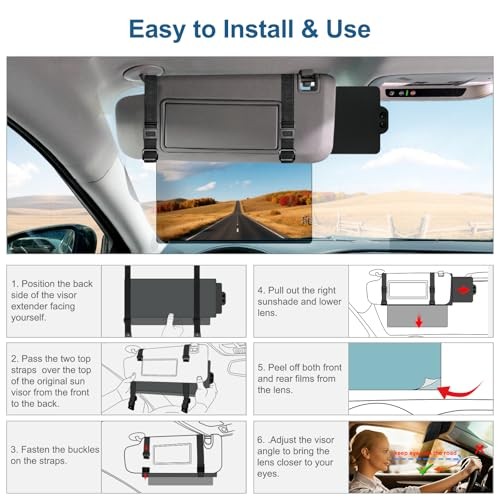 Sun Visor Extender for Car (Polarized, UV400, PC Lens, Driver Side No Zipper