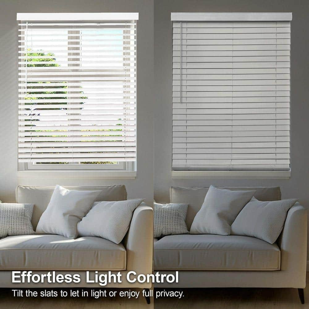 White Cordless Faux Wood Window Blinds 27×36 2″ Slats Room Darkening