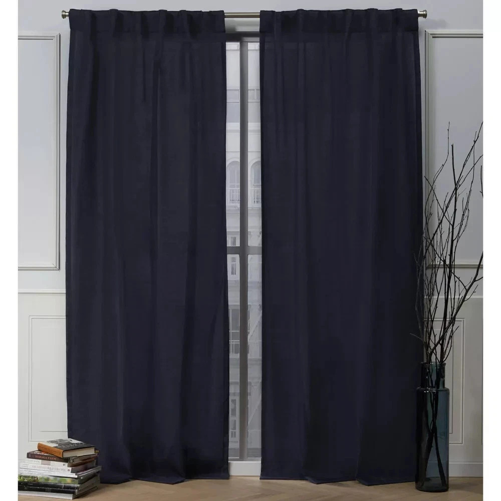 Set of 2 (84″x54″) Faux Linen Slub Back Tab Light Filtering Window