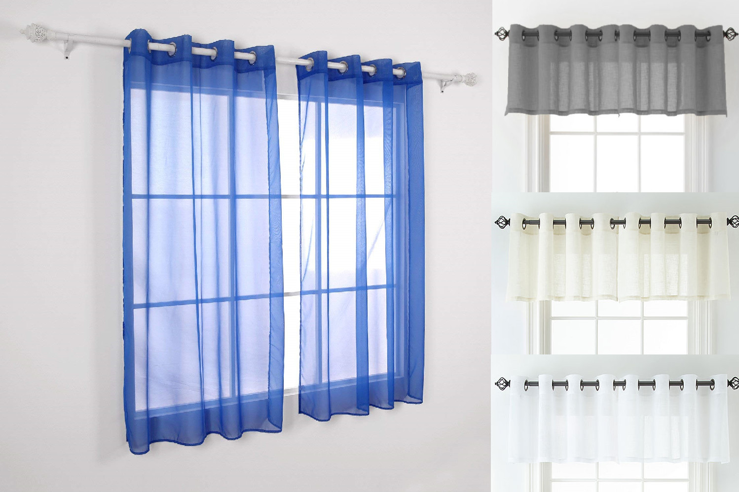 1PC VALANCE SWAG TOPPER VOILE SHEER WINDOW DRESSING CURTAIN GROMMET HOME DECOR