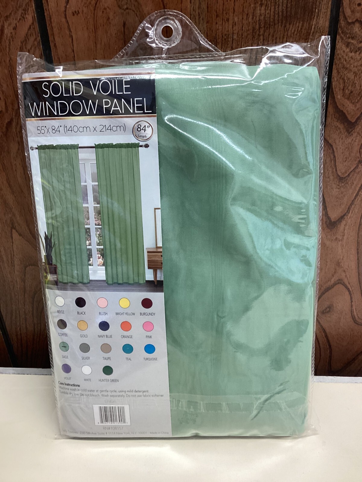 Linda Single Solid Voile Panel Green 84″ Length 55″ Width
