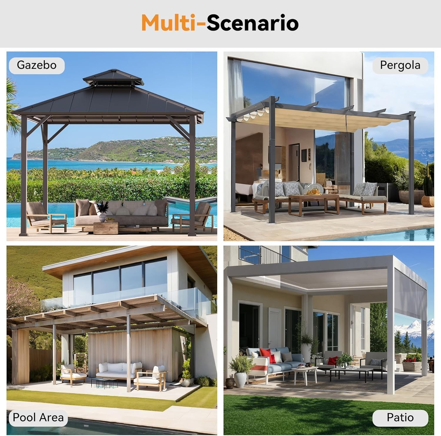 Universal 6-Panel Gazebo Privacy Curtains 12′ x 20′ – Waterproof & UV Protection