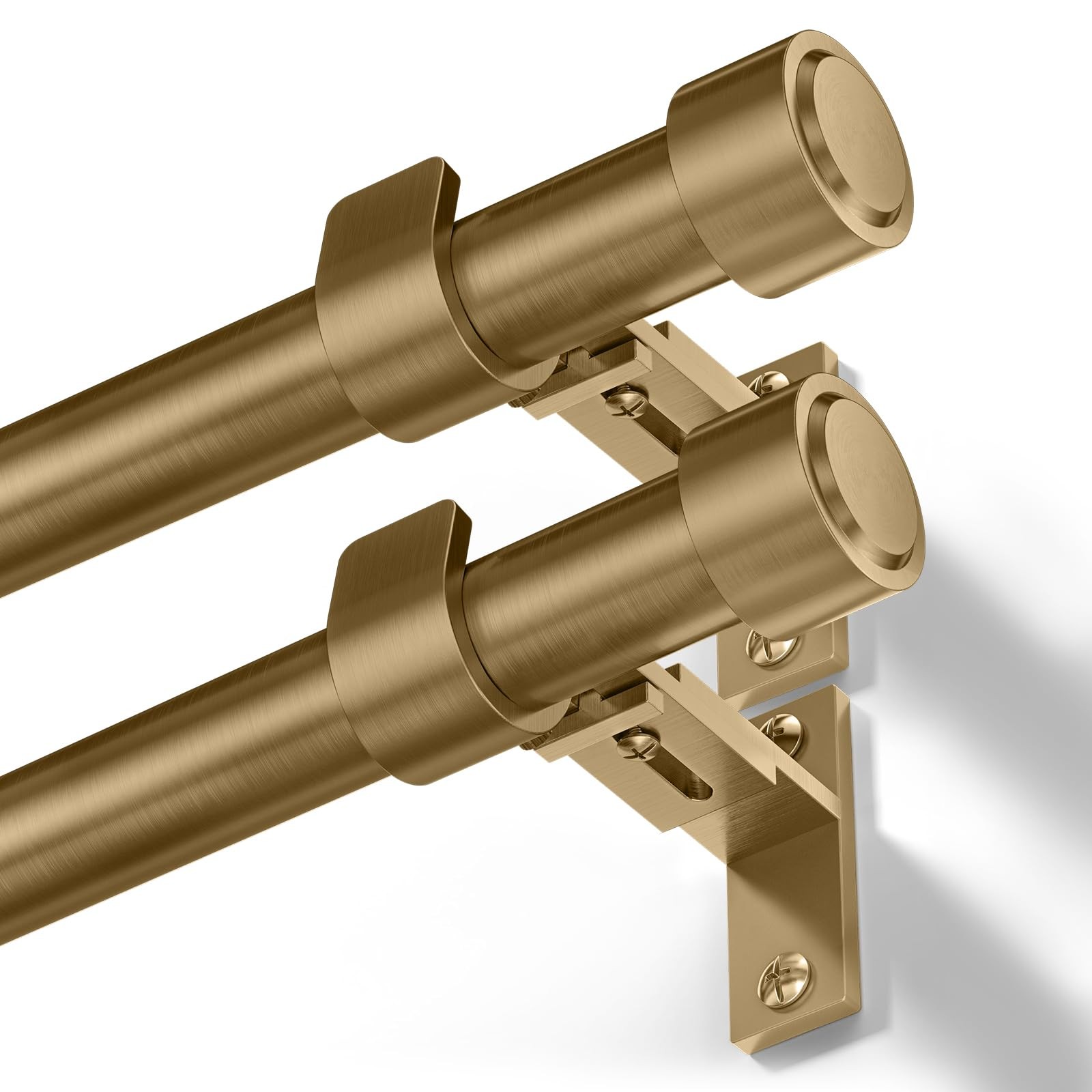 Warm Gold Curtain Rod 18-60 Inches Adjustable 2 Pack, 1″ Diameter Heavy Duty …