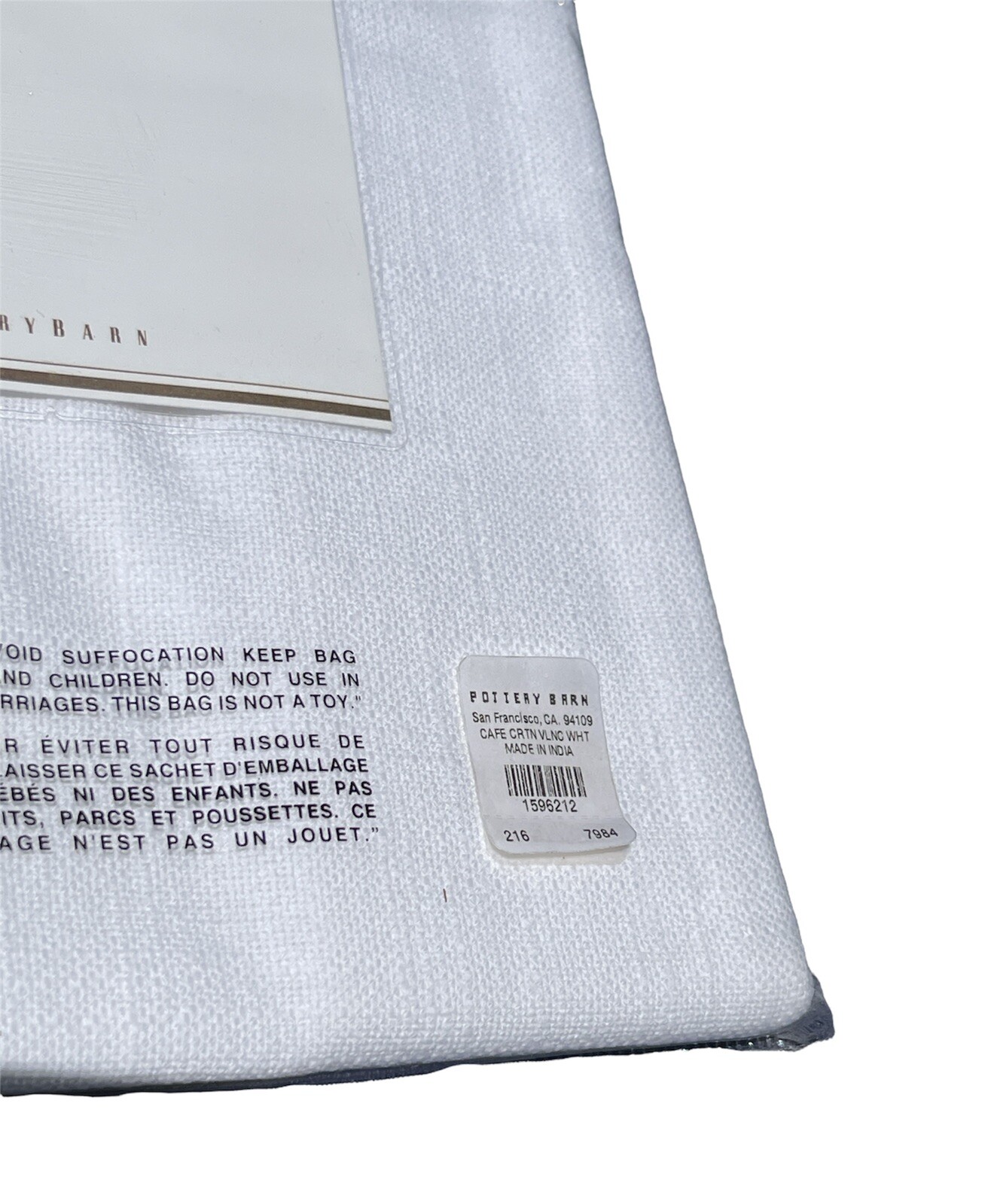 2- Foundations Casual Cotton Cafe Valance By Pottery Barn -White – 44X13in