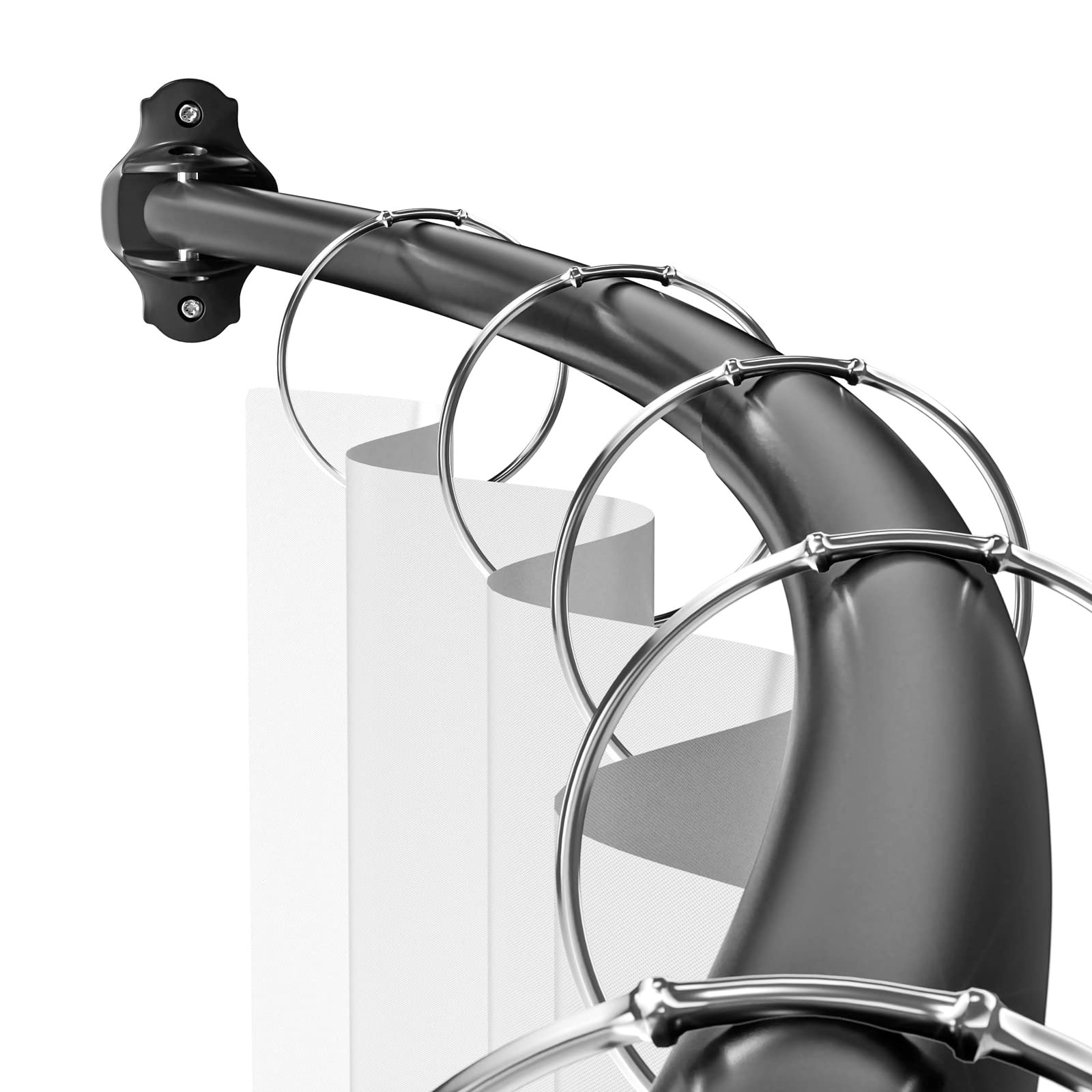 Mcrbeay Curved Shower Curtain Rod, Adjustable 40-72 Inches, Black