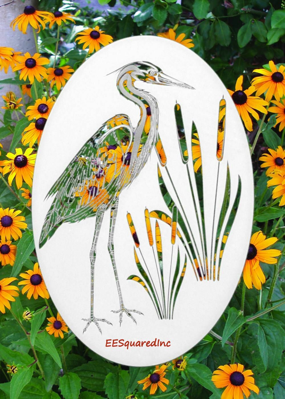 Egret Left Static Cling Window Decal OVAL 21×33 Bird Decor for Glass Doors