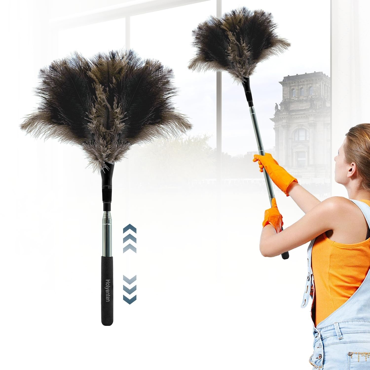 47in Extendable Feather Duster Soft Long Handle for Ceiling Fans Blinds Dust