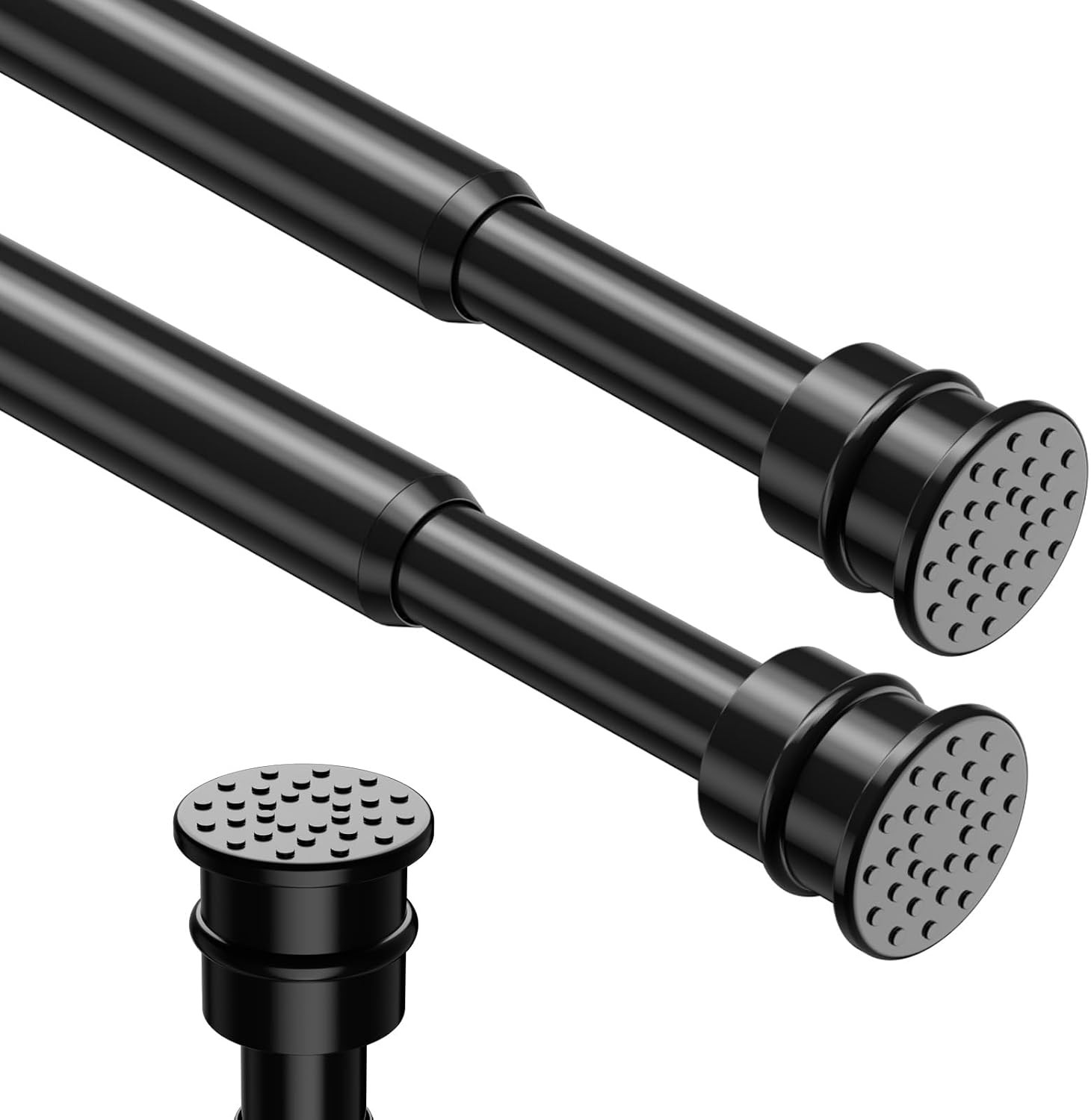 Spring Tension Rods 28-48 Inches No Drill Tension Curtain Rods Black Spring