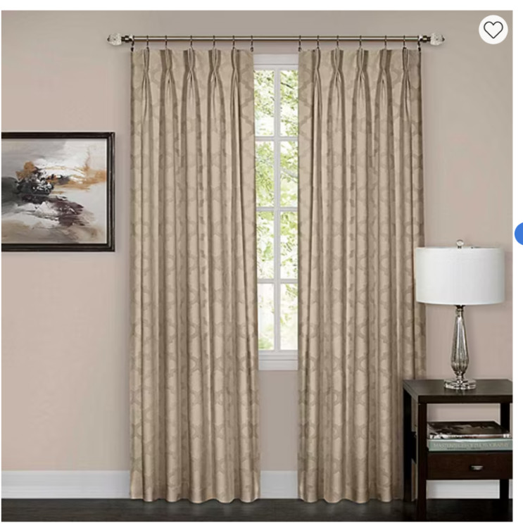 Windsor Pinch Pleat Back Tab Panel Curtain Light-Filtering 34in x 84in Camel