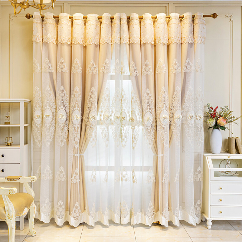1 Panel Blackout Curtain Double Layer Window Tulle Drape Valance 3D Flower Home