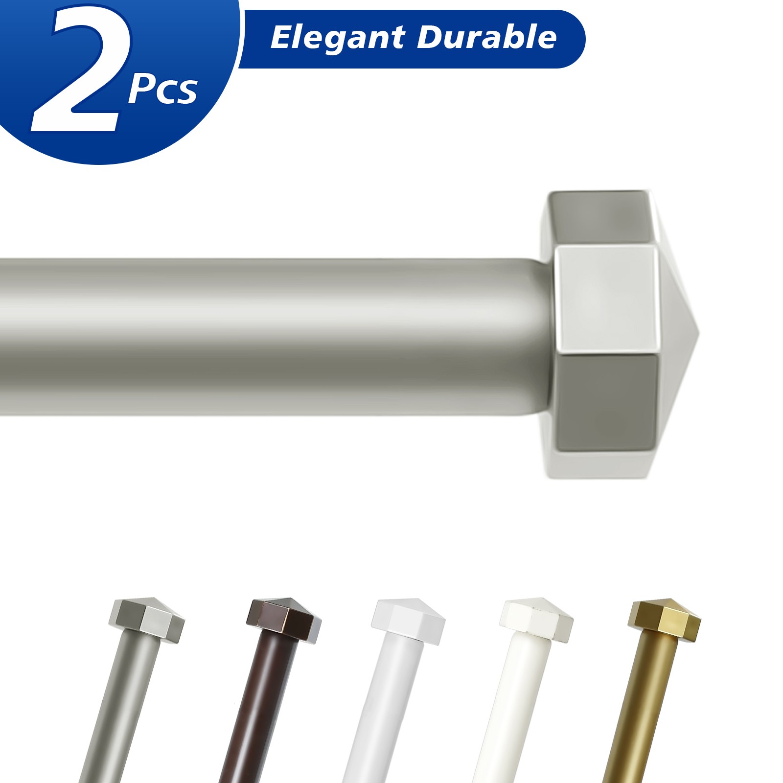 2-1 PCS Single Curtain Rod w/ Octagonal Finial, 5/8 In Dia Drapery Rods 28″-120″