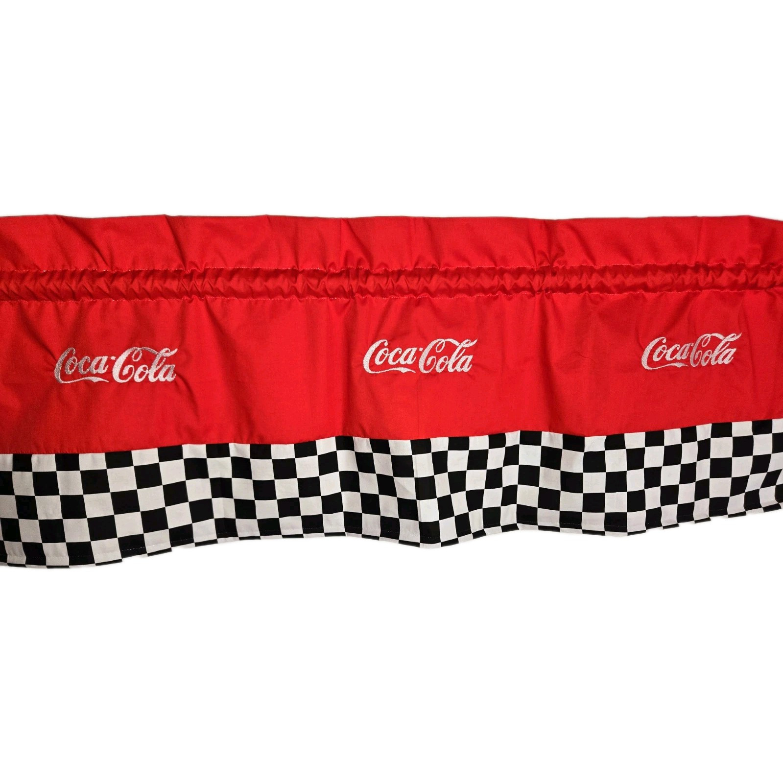 CUSTOM LINED VALANCE 42 X 15 RETRO DINER COCA COLA COKE SODA DRINK CURTAIN