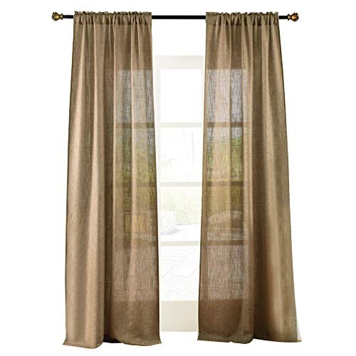 Soft Burlap Natural Rod Pocket Window Curtain 52″W x 108″L (Pack of 1) Tan