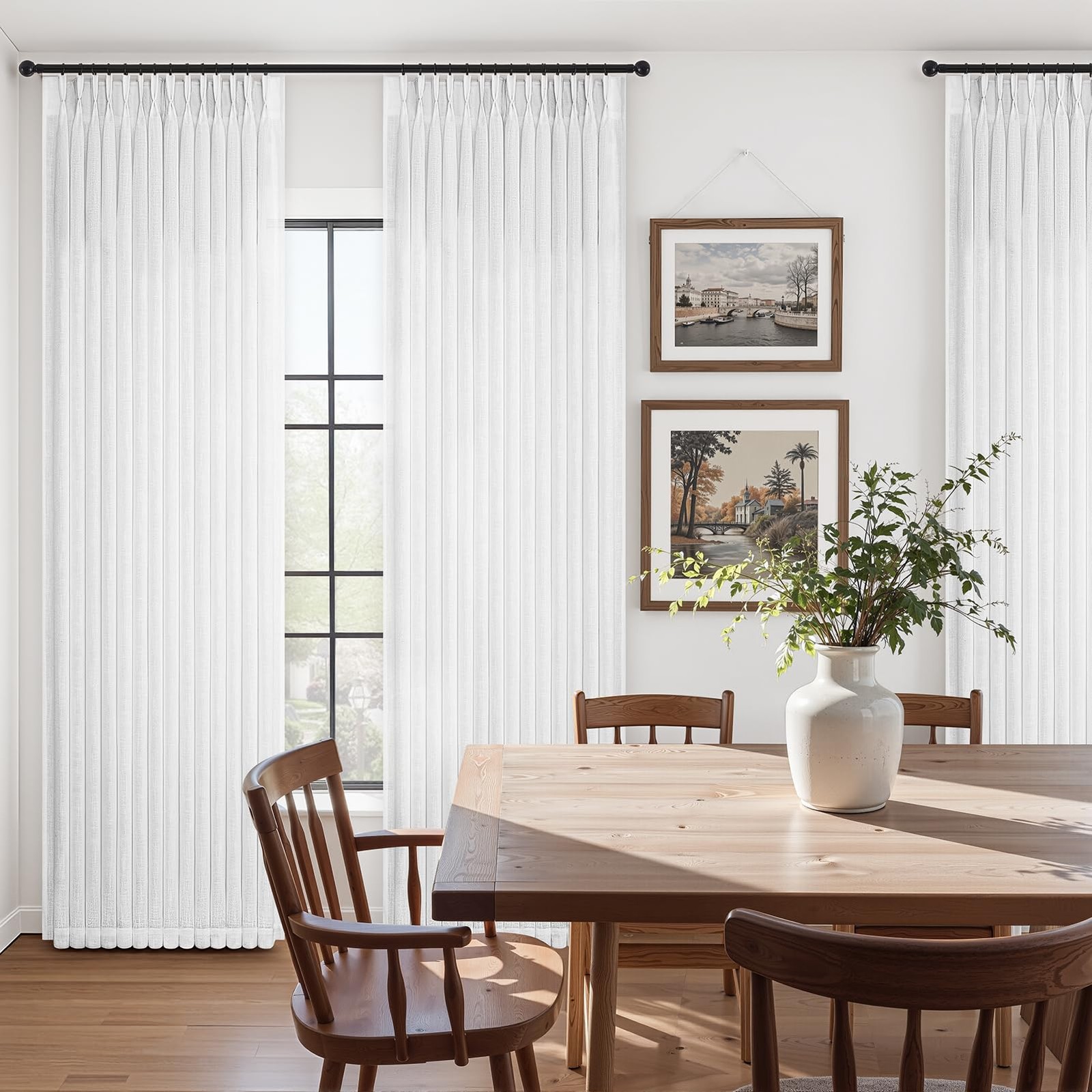 Off-White Pinch Pleated Curtains 96 Inches Long for Living Room 2 Panels Sets…