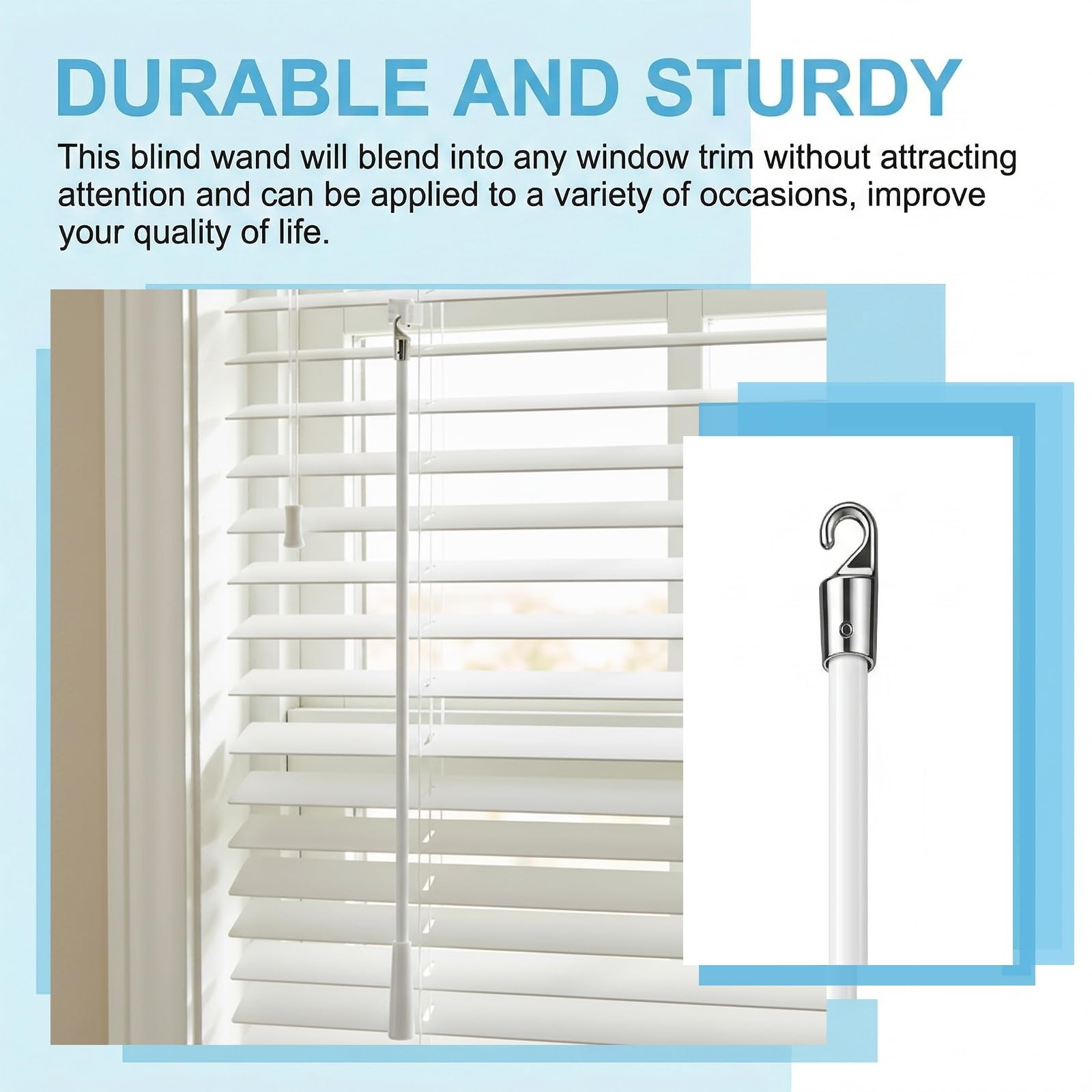 MSHHDK 2 Pcs White Blind Vertical Blinds Stick Replacement 17 Inch,