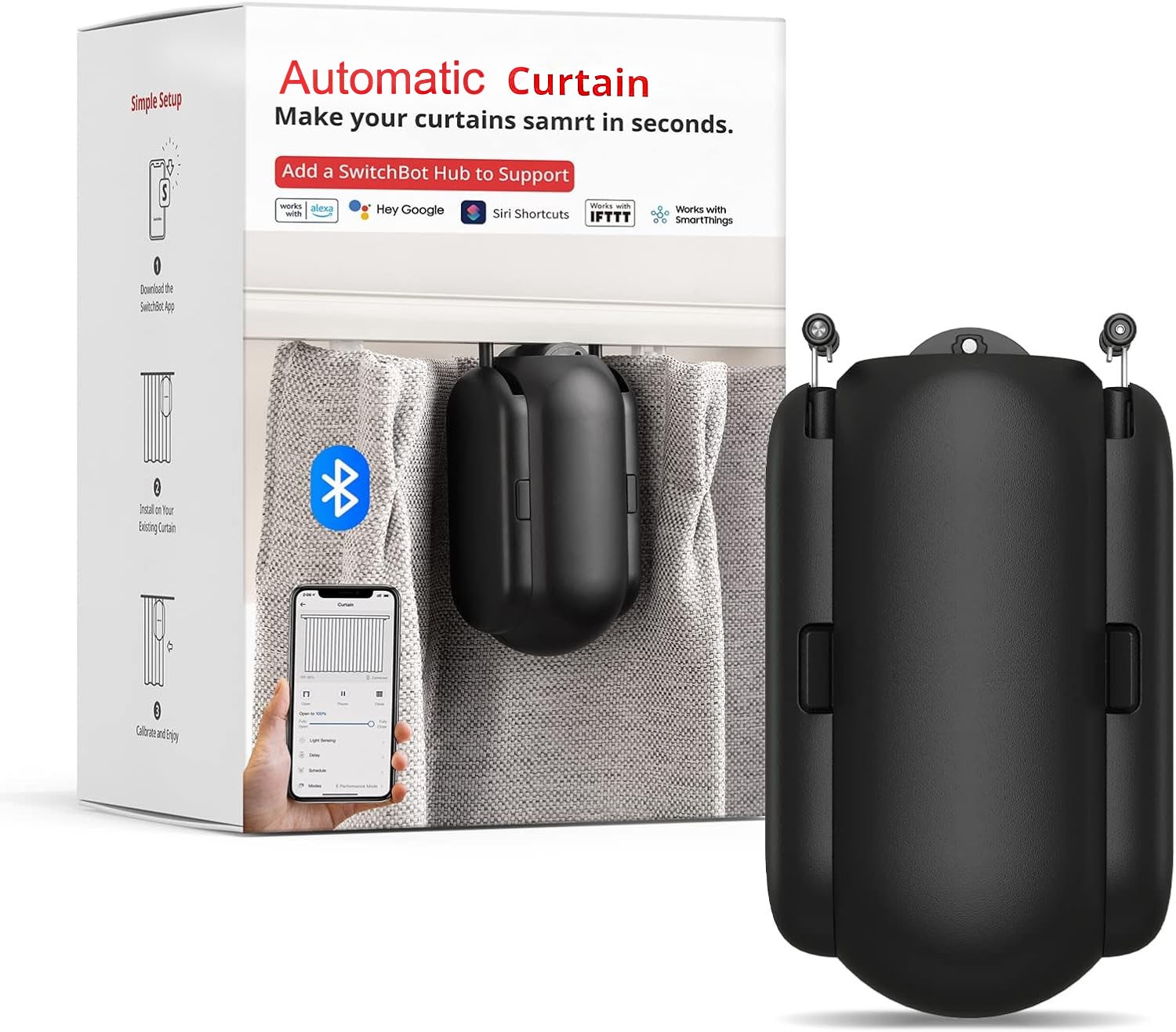 Automatic Curtain Opener Bluetooth Remote Control Smart Curtain with App / Timer
