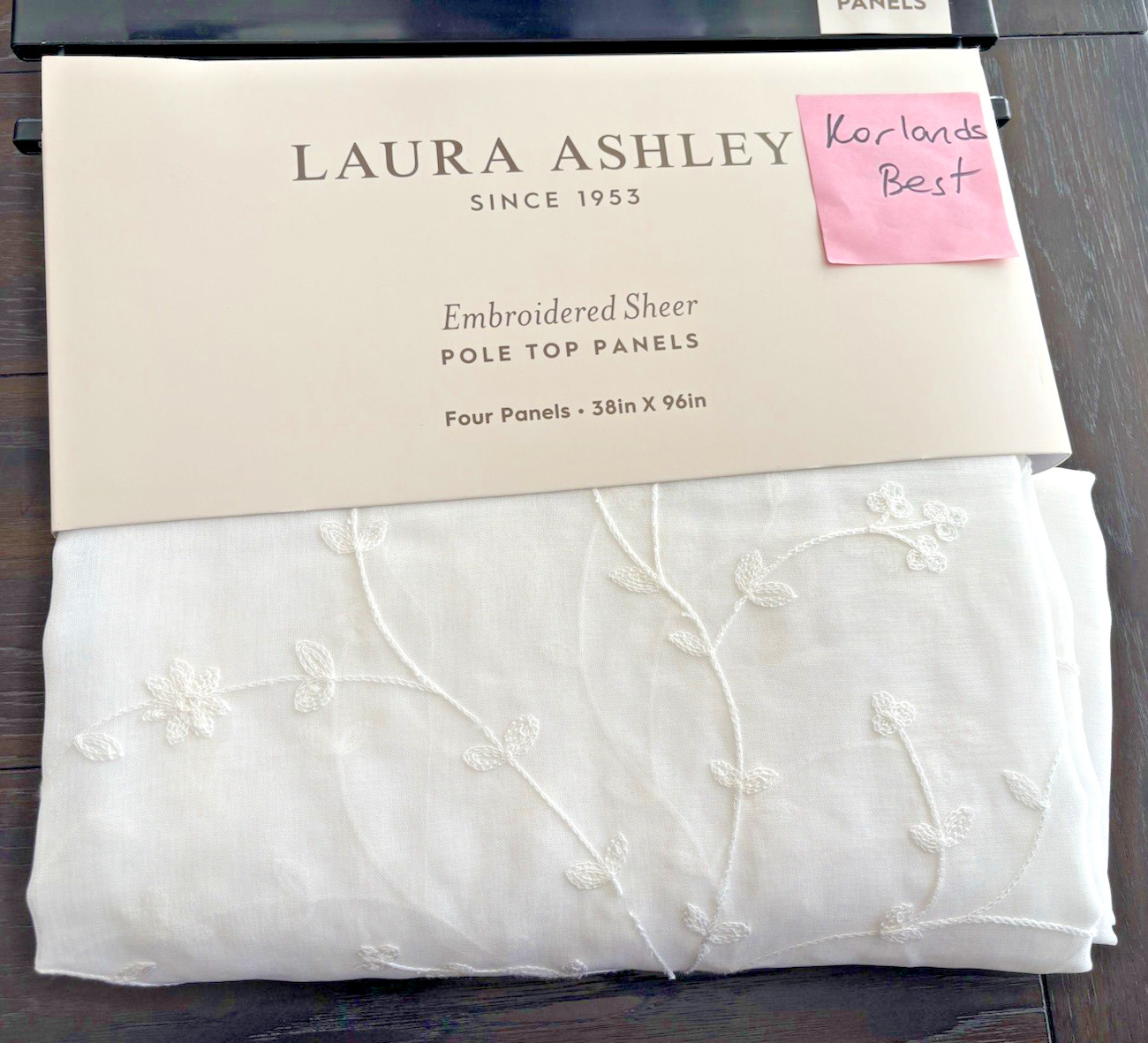 Laura Ashley Window Curtains 4 FOUR Panels 38 x 96 Sheer White Cream Embroidered