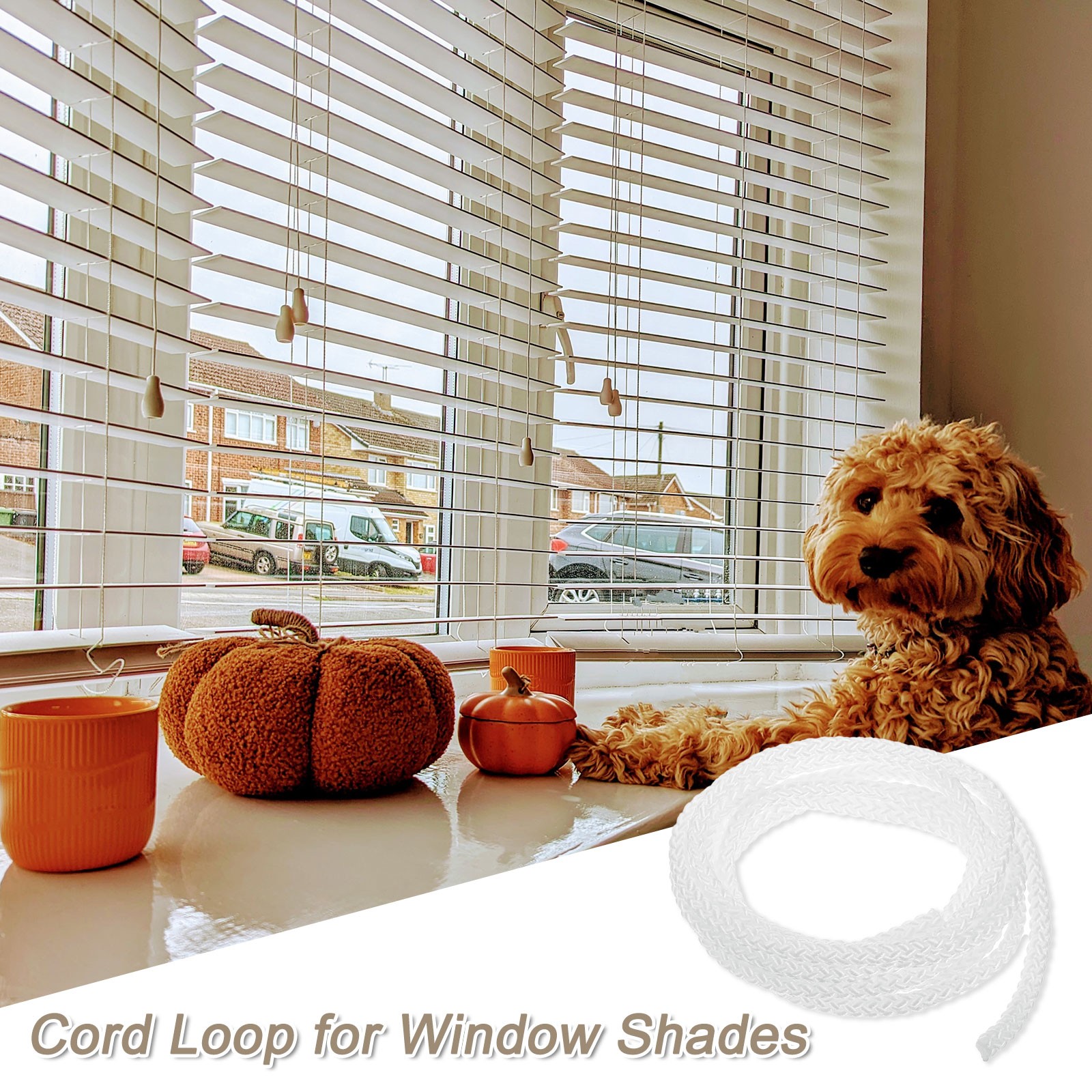 Cord Loop for Window Shades, 3.5mm 4Ft Window Blind Looped String, Beige