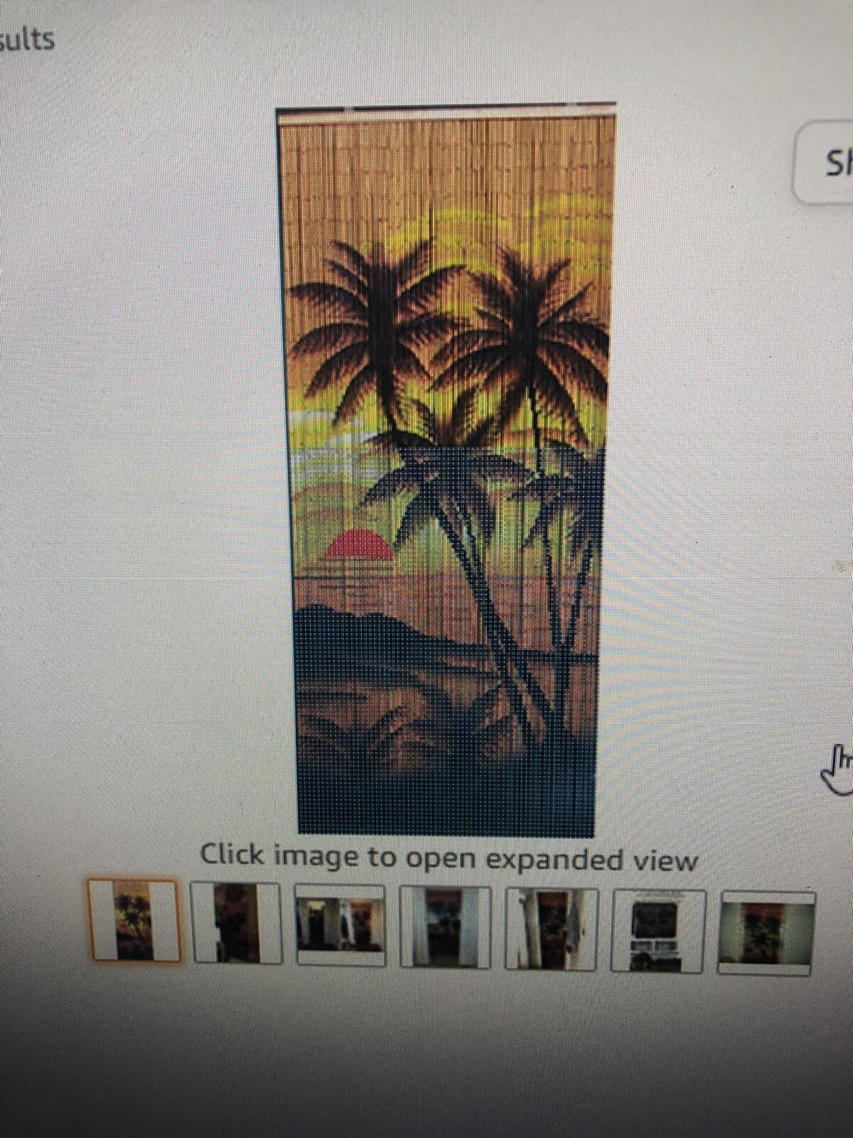 ABEADED CURTAIN TROPICAL SUNSET PALM TREES BEADED CURTAIN 125 STRANDS {NIB}