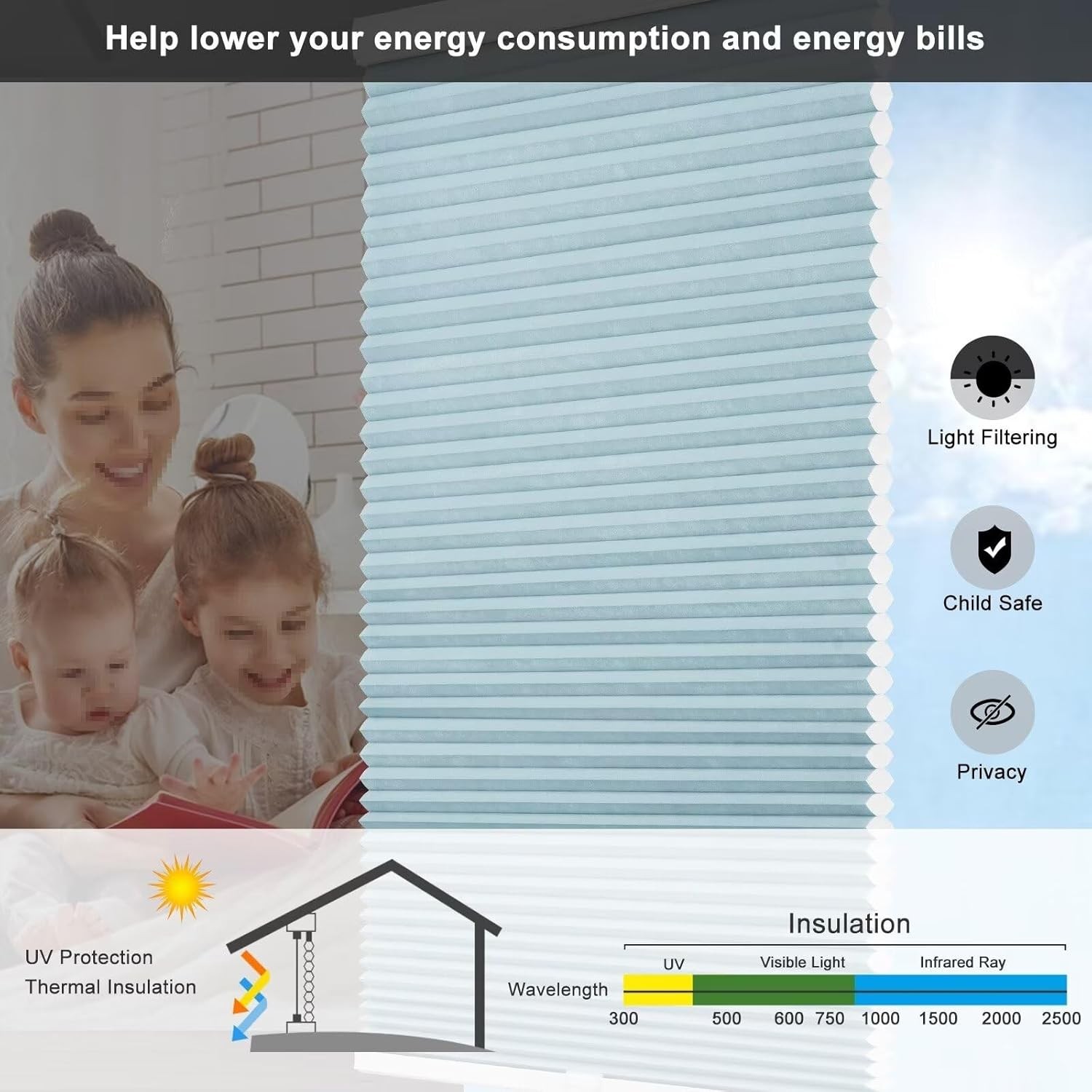 Changshade Home Decorators Cellular Shade Light Filtering Cordless Honeycomb
